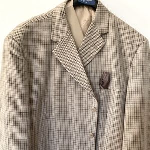 Mens Plaid Beige and Plaid 3 pc Suit